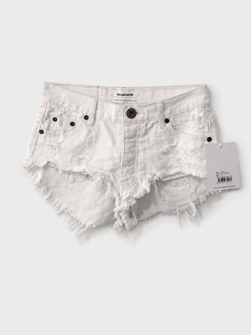 One Teaspoon White Beauty Bandits Denim Shorts Size 27